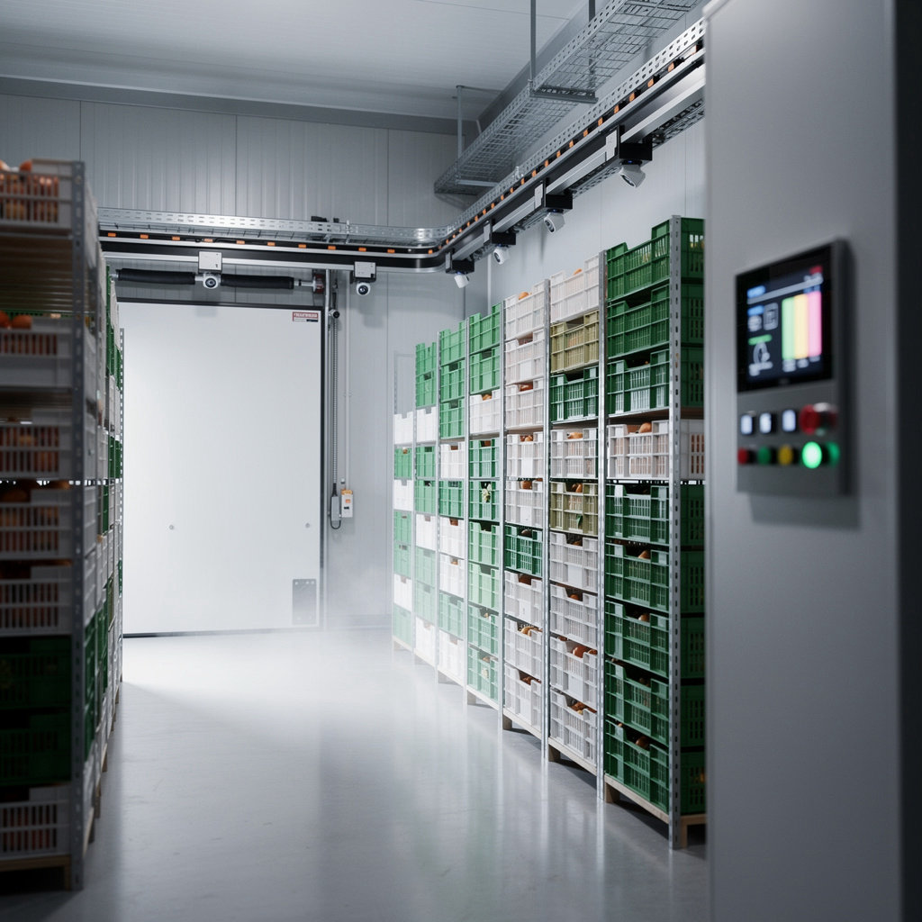 Angie Fruits Pte Ltd large-capacity cold storage facility with temperature-controlled freezer and AI sorting systems for fruit export and logistics