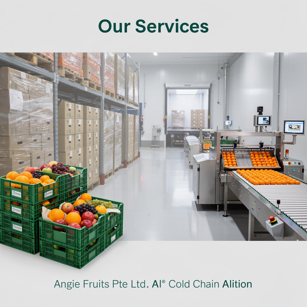 Angie Fruits Pte Ltd professional cold chain logistics and fruit storage facility showcasing temperature-controlled warehouse infrastructure